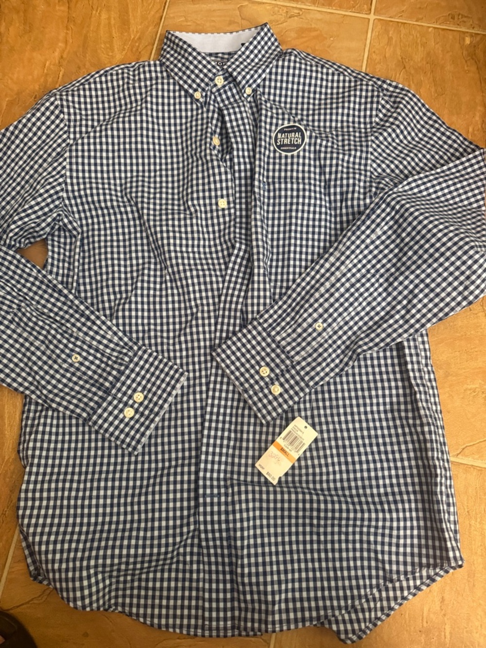 Izod Blue and White Gingham Button-Down Shirt